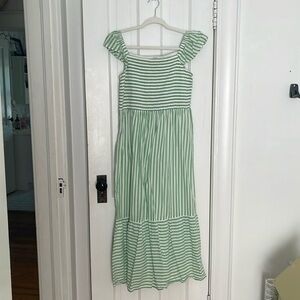 Loft Outlet Midi Stripe Dress Smocked